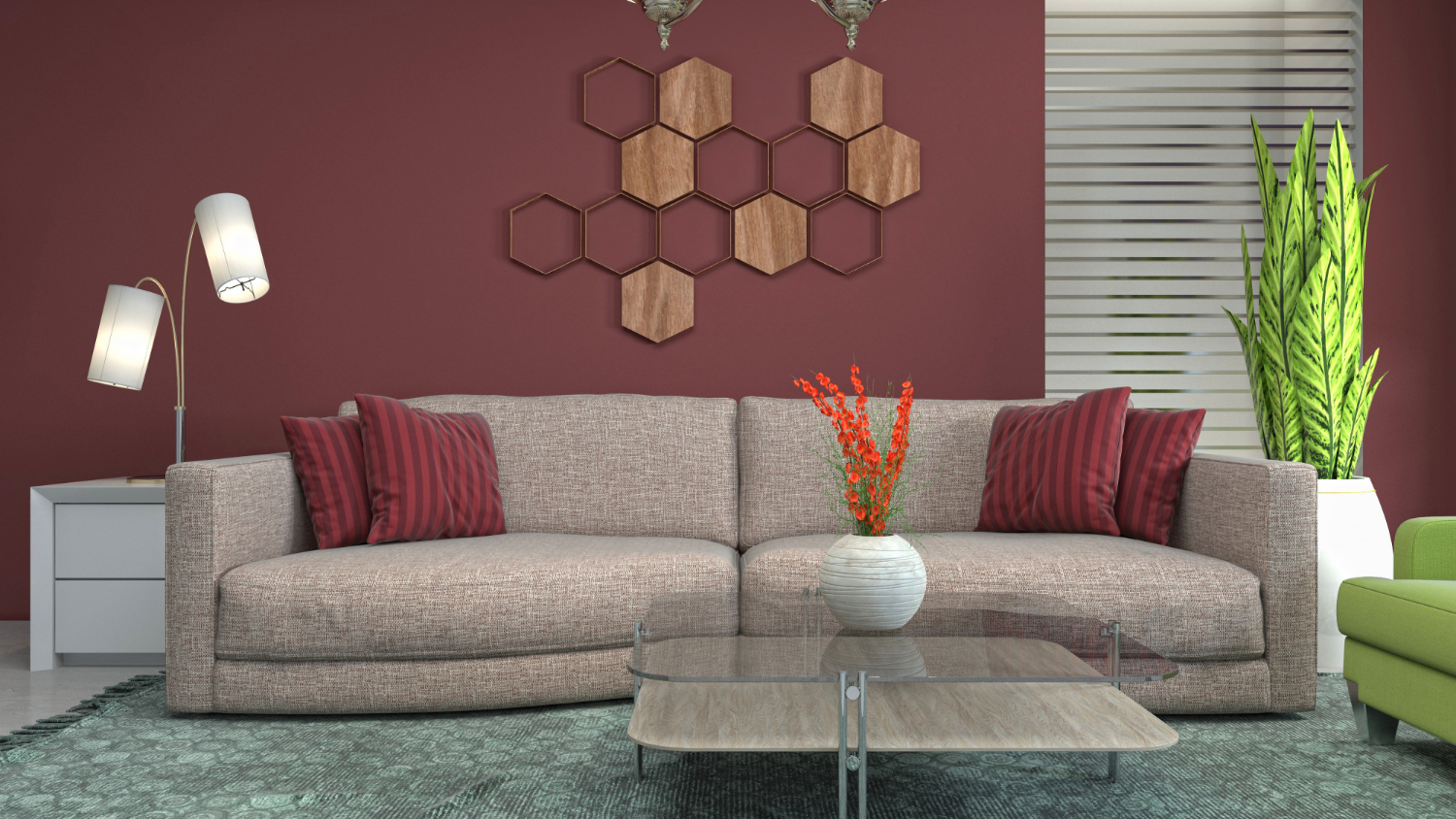 Contemporary sofa in a thoughtfully styled living room
