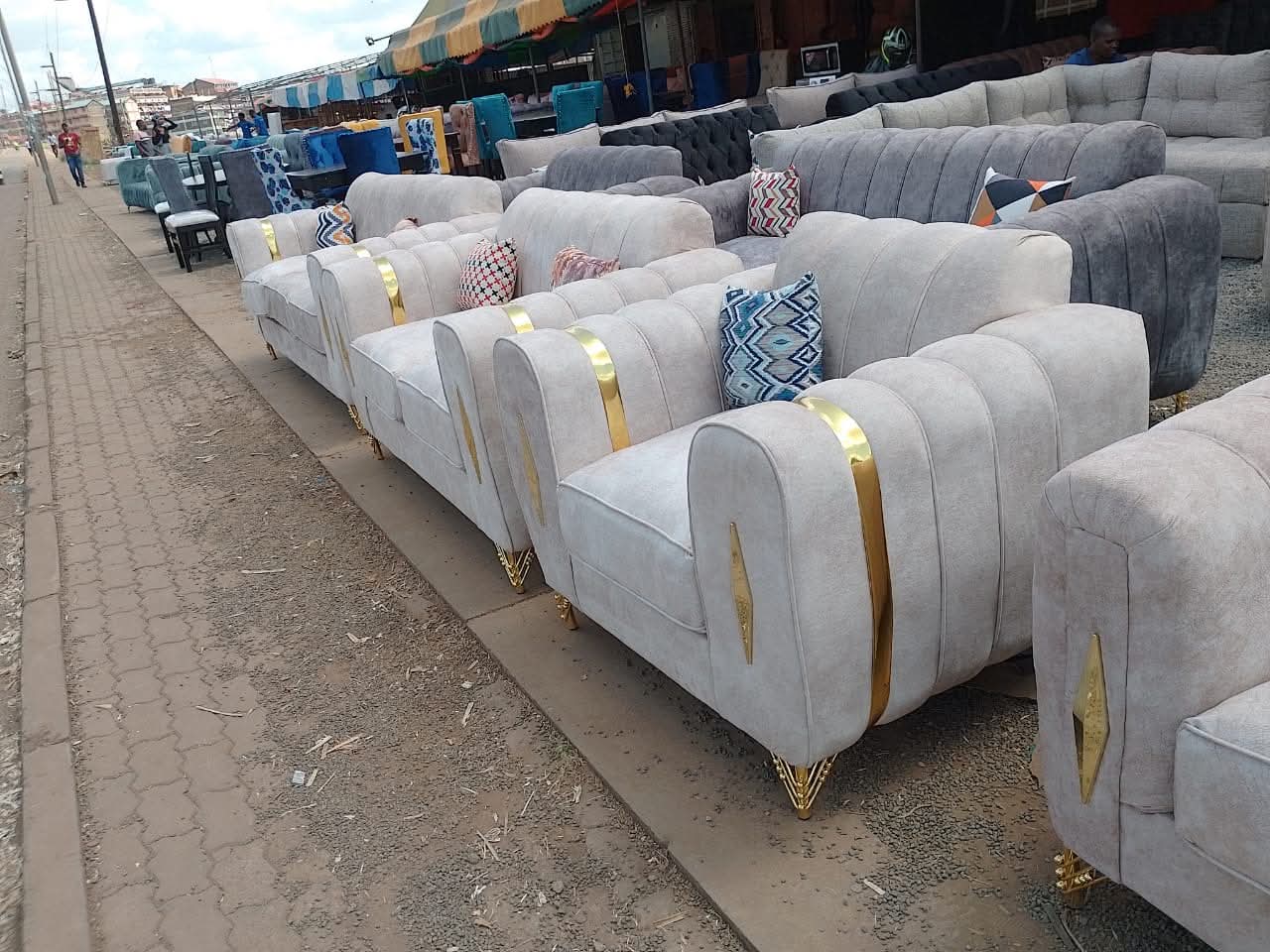 Modern Gold Accent Sofa Set