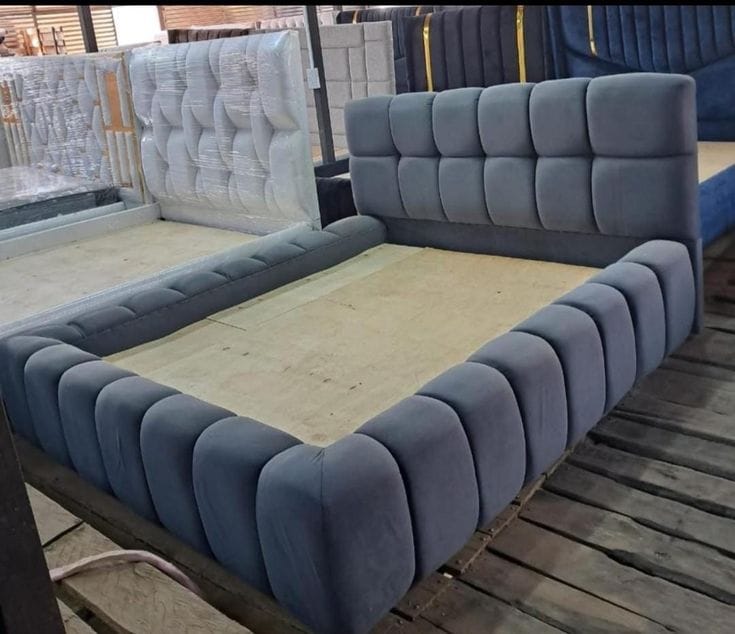 Modern Grey Segmented Upholstered Bed
