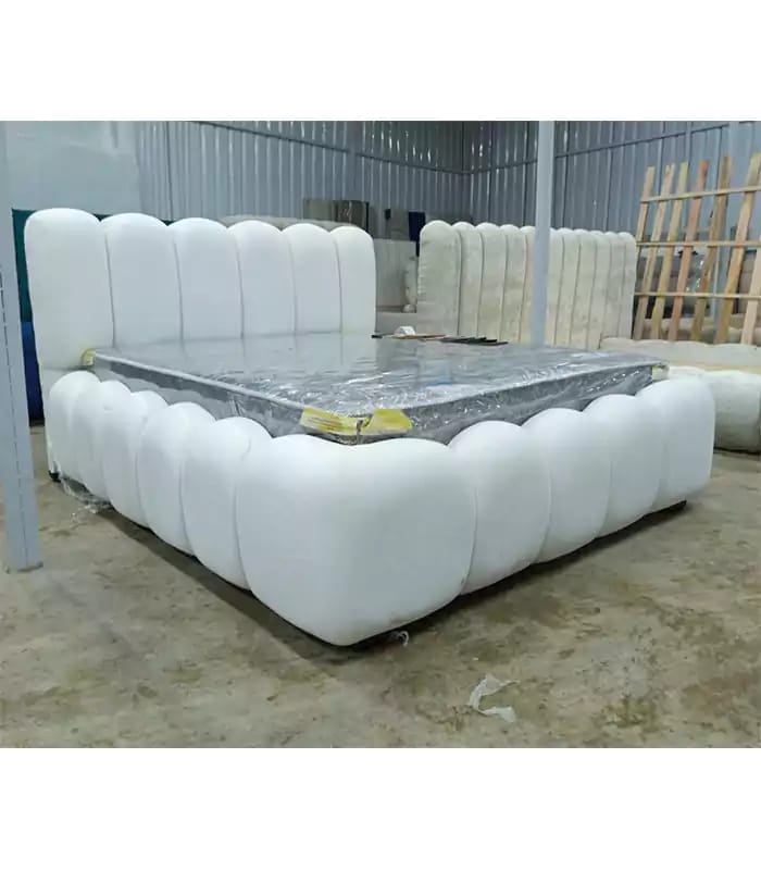 Modern White Segmented Upholstered Bed