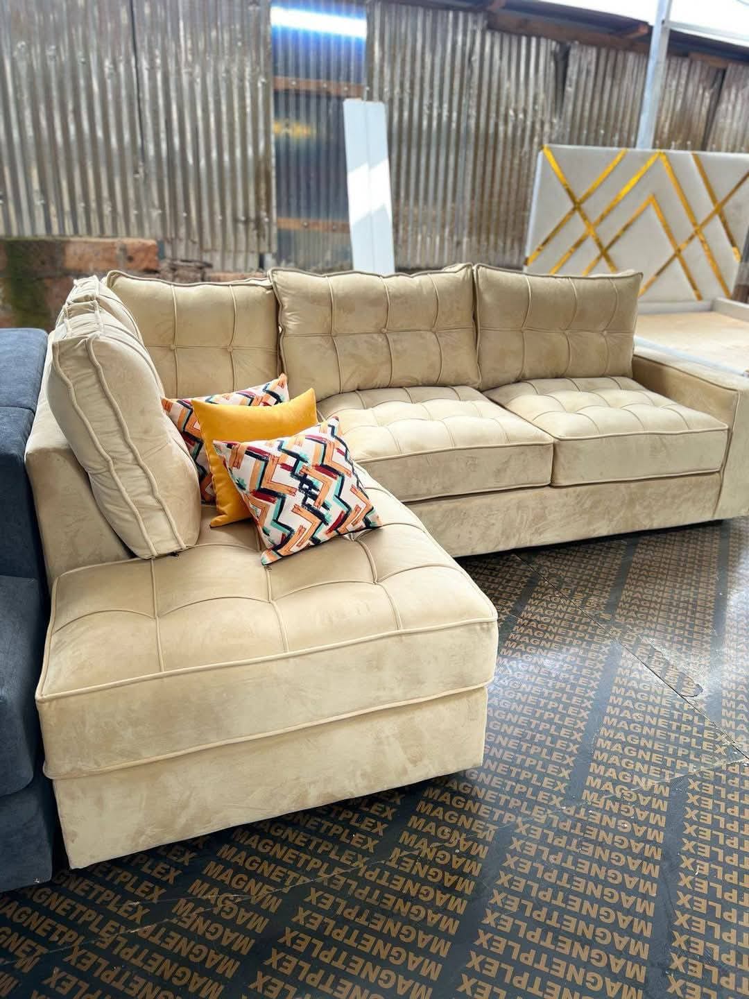 Modern Cream Tufted Sectional Sofa